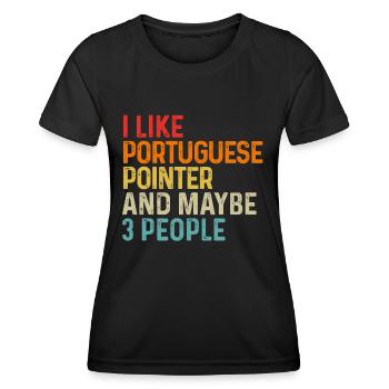 J’aime le pointeur portugais et peut-être le chien de 3 personnes - T-shirt sport Femme - noir - Devant - AI Model Female 172 light (172cm)