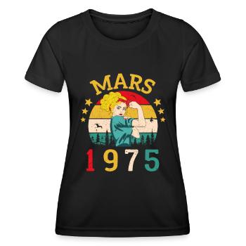 Mars 1975 Anniversaire Idée Cadeau Vintage 1975 - T-shirt sport Femme - noir - Devant - AI Model Female 172 light (172cm)
