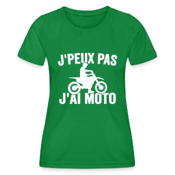Je Peux Pas J'ai Moto Humour Cadeau Anniversaire - T-shirt sport Femme - vert - Devant - AI Model Female 172 dark (172cm)