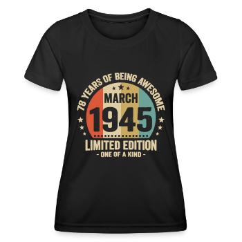 Anniversaire Vintage Idée Cadeau Mars 78 - T-shirt sport Femme - noir - Devant - AI Model Female 172 light (172cm)