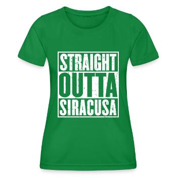 Gerade Outta Siracusa Vintage - Frauen Funktions-T-Shirt - Kelly Green - Vorne - AI Model Female 172 dark (172cm)