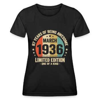 Anniversaire Vintage Idée Cadeau Mars 87 - T-shirt sport Femme - noir - Devant - AI Model Female 172 light (172cm)