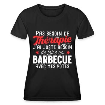 Barbecue Saucisse Viande Humour Grille Cadeau - T-shirt sport Femme - noir - Devant - AI Model Female 172 light (172cm)
