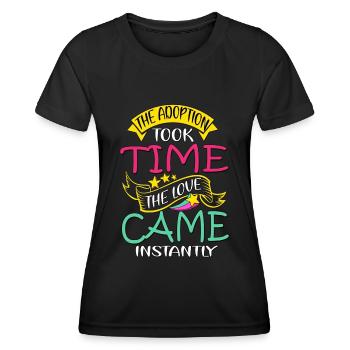 Journée de l’adoption, Adoption Maman Papa Parents - T-shirt sport Femme - noir - Devant - AI Model Female 172 light (172cm)