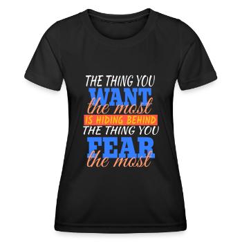 La chose que vous voulez la plus drôle inspirante - T-shirt sport Femme - noir - Devant - AI Model Female 172 light (172cm)