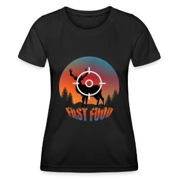 Chasse au cerf Fast-food Funny Hunter - T-shirt sport Femme - noir - Devant - AI Model Female 172 light (172cm)