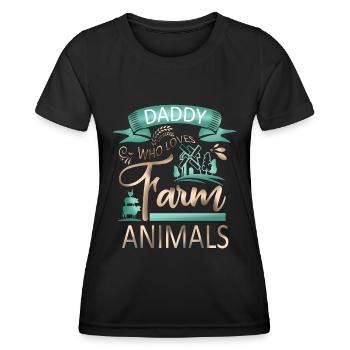 Papa, der Nutztiere liebt - Kuhschwein-Ziegenliebhaber - Frauen Funktions-T-Shirt - Schwarz - Vorne - AI Model Female 172 light (172cm)