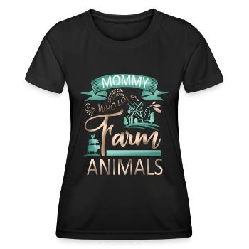 Mama, die Nutztiere liebt - Kuhschwein-Ziegenliebhaber - Frauen Funktions-T-Shirt - Schwarz - Vorne - AI Model Female 172 light (172cm)