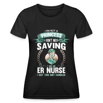 Lustige ER-Krankenschwester Ich bin keine Prinzessin Krankenschwester Sarkasmus - Frauen Funktions-T-Shirt - Schwarz - Vorne - AI Model Female 172 light (172cm)