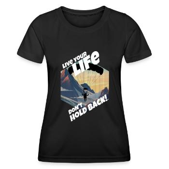 Parachutisme - Ventilateurs de parachute - T-shirt sport Femme - noir - Devant - AI Model Female 172 light (172cm)