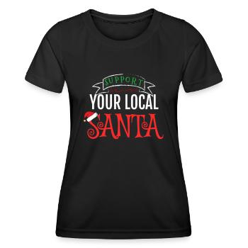 Unterstützen Sie Ihren lokalen Weihnachtspyjama - Frauen Funktions-T-Shirt - Schwarz - Vorne - AI Model Female 172 light (172cm)