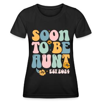 Soon To Be Aunt Est 2024 - New Aunt Pregnancy - Women's Functional T-Shirt - black - Front - AI Model Female 172 light (172cm)