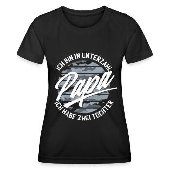 Papa Zwei Töchter Zwillinge Vater Camouflage - Frauen Funktions-T-Shirt - Schwarz - Vorne - AI Model Female 172 light (172cm)
