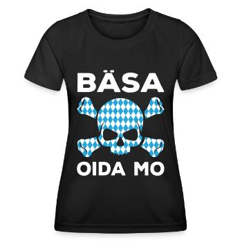 Lustige Bayrische Sprüche Totenkopf Schädel - Frauen Funktions-T-Shirt - Schwarz - Vorne - AI Model Female 172 light (172cm)