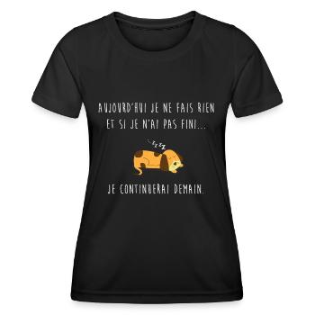 je ne fait rien je me repose procrastination - T-shirt sport Femme - noir - Devant - AI Model Female 172 light (172cm)