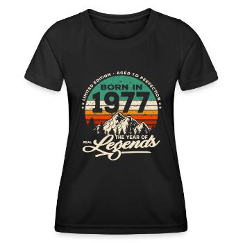 Legenden werden 1977 geboren - Frauen Funktions-T-Shirt - Schwarz - Vorne - AI Model Female 172 light (172cm)