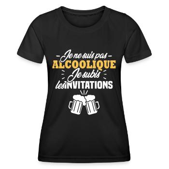 Je ne suis pas alcoolique je subis les invitations - T-shirt sport Femme - noir - Devant - AI Model Female 172 light (172cm)