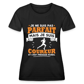 Pas parfait mais je suis coureur - T-shirt sport Femme - noir - Devant - AI Model Female 172 light (172cm)