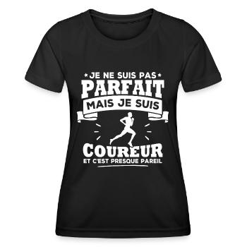 Pas parfait mais je suis coureur - T-shirt sport Femme - noir - Devant - AI Model Female 172 light (172cm)