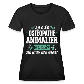 Ostéopathe Animalier Métier Humour Cadeau - T-shirt sport Femme - noir - Devant - AI Model Female 172 light (172cm)