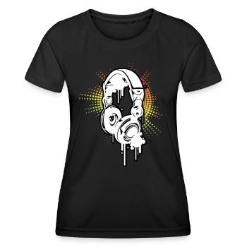 Casque de Musique DJ Equalizer aux Couleurs Reggae - T-shirt sport Femme - noir - Devant - AI Model Female 172 light (172cm)