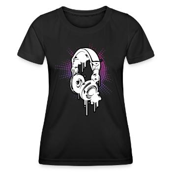 DJ Equalizer Electro Colors Musik Kopfhörer - Frauen Funktions-T-Shirt - Schwarz - Vorne - AI Model Female 172 light (172cm)