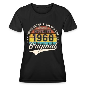 Original December 1968 54th Birthday Gift - Women's Functional T-Shirt - black - Front - AI Model Female 172 light (172cm)