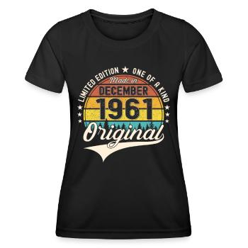Original December 1961 61st birthday gift - Women's Functional T-Shirt - black - Front - AI Model Female 172 light (172cm)