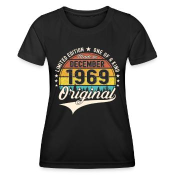 Original December 1969 53rd Birthday Gift - Women's Functional T-Shirt - black - Front - AI Model Female 172 light (172cm)
