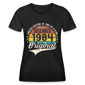 Original December 1984 38th Birthday Gift - Women's Functional T-Shirt - black - Front - AI Model Female 172 light (172cm)