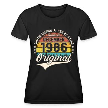 Original December 1986 36th Birthday Gift - Women's Functional T-Shirt - black - Front - AI Model Female 172 light (172cm)