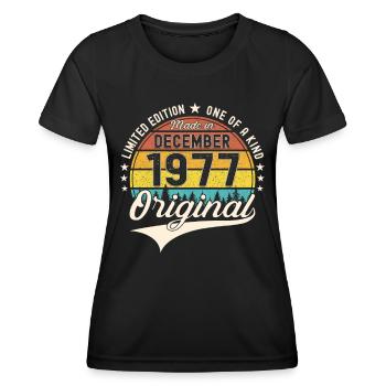 Original December 1977 45th birthday gift - Women's Functional T-Shirt - black - Front - AI Model Female 172 light (172cm)