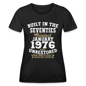 Né 1976 Janvier 47e anniversaire Homme cadeau - T-shirt sport Femme - noir - Devant - AI Model Female 172 light (172cm)