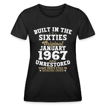 Né en 1967 Janvier 56e anniversaire Homme cadeau - T-shirt sport Femme - noir - Devant - AI Model Female 172 light (172cm)