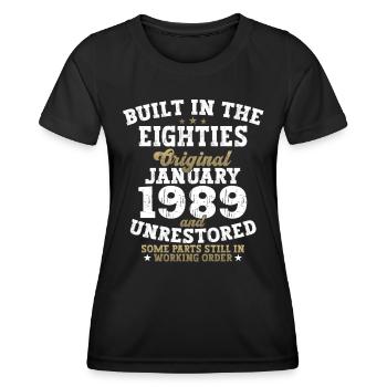 Né 1989 Janvier 34th anniversaire Homme cadeau - T-shirt sport Femme - noir - Devant - AI Model Female 172 light (172cm)