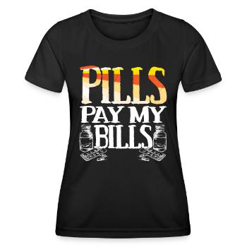 pilules payer mes factures pilules pharmacien dire - T-shirt sport Femme - noir - Devant - AI Model Female 172 light (172cm)