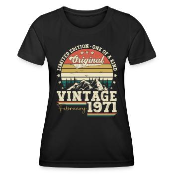 Février né 1971 52e anniversaire cadeau homme - T-shirt sport Femme - noir - Devant - AI Model Female 172 light (172cm)