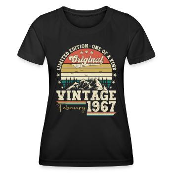 February born 1967 56th birthday gift man - Women's Functional T-Shirt - black - Front - AI Model Female 172 light (172cm)