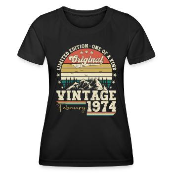 Février né 1974 49ème anniversaire cadeau homme - T-shirt sport Femme - noir - Devant - AI Model Female 172 light (172cm)