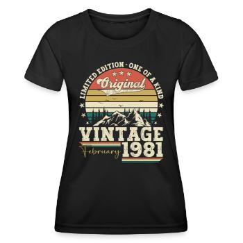 Février né 1981 42e anniversaire cadeau homme - T-shirt sport Femme - noir - Devant - AI Model Female 172 light (172cm)