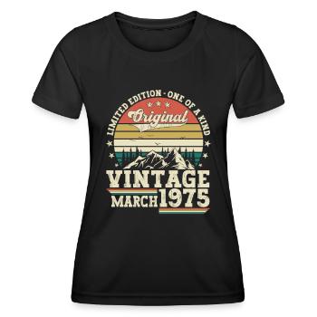 March born 1975 48th birthday gift man - Women's Functional T-Shirt - black - Front - AI Model Female 172 light (172cm)