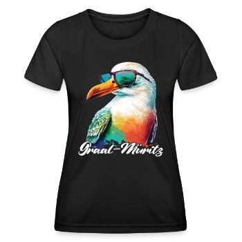 Graal Müritz vacances mouette fraîche avec lunettes de soleil - T-shirt sport Femme - noir - Devant - AI Model Female 172 light (172cm)