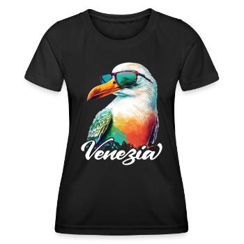 Venezia Italie Holiday mouette colorée avec lunettes de soleil - T-shirt sport Femme - noir - Devant - AI Model Female 172 light (172cm)