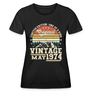 49. Geburtstag Mann Mai Jahrgang 1974 Vintage - Frauen Funktions-T-Shirt - Schwarz - Vorne - AI Model Female 172 light (172cm)
