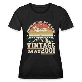 22nd Birthday Man May Vintage 2001Vintage - Women's Functional T-Shirt - black - Front - AI Model Female 172 light (172cm)