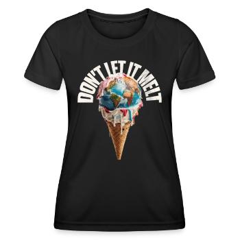 Fonte de la terre dans le cornet de crème glacée Ne le laissez pas fondre - T-shirt sport Femme - noir - Devant - AI Model Female 172 light (172cm)