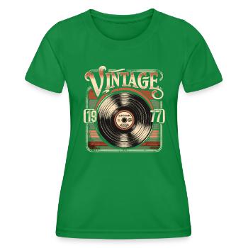Retro Vinyl Vintage Legend 1977 Geburtstag - Frauen Funktions-T-Shirt - Kelly Green - Vorne - AI Model Female 172 dark (172cm)