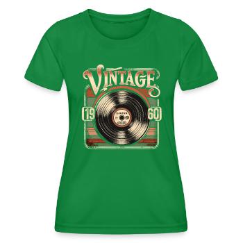 Retro Vinyl Vintage Legend 1960 Geburtstag - Frauen Funktions-T-Shirt - Kelly Green - Vorne - AI Model Female 172 dark (172cm)