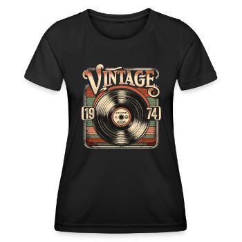 Retro Vinyl Vintage Legend 1974 Geburtstag - Frauen Funktions-T-Shirt - Schwarz - Vorne - AI Model Female 172 light (172cm)