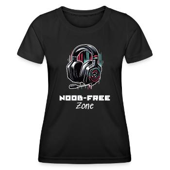 Noob Free Zone Gamer Sayings Shirt - Women's Functional T-Shirt - black - Front - AI Model Female 172 light (172cm)
